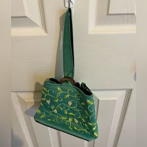 Elegant Green Embroidered Handbag